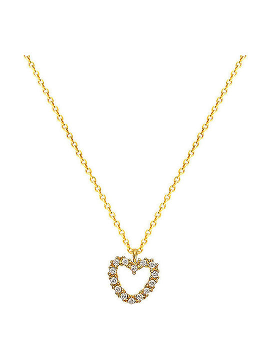 "lucky Heart" Necklace with design Heart from Gold 9 K with Zircon