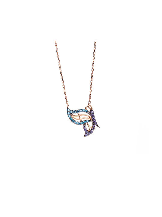 Necklace with design Butterfly from Rose Gold 14K