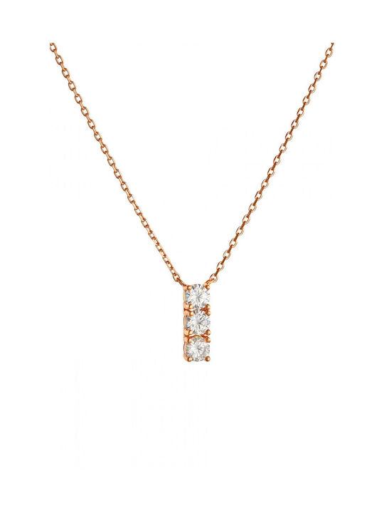 Kritsimis Happy Me Line Necklace from Gold Plated Silver with Zircon