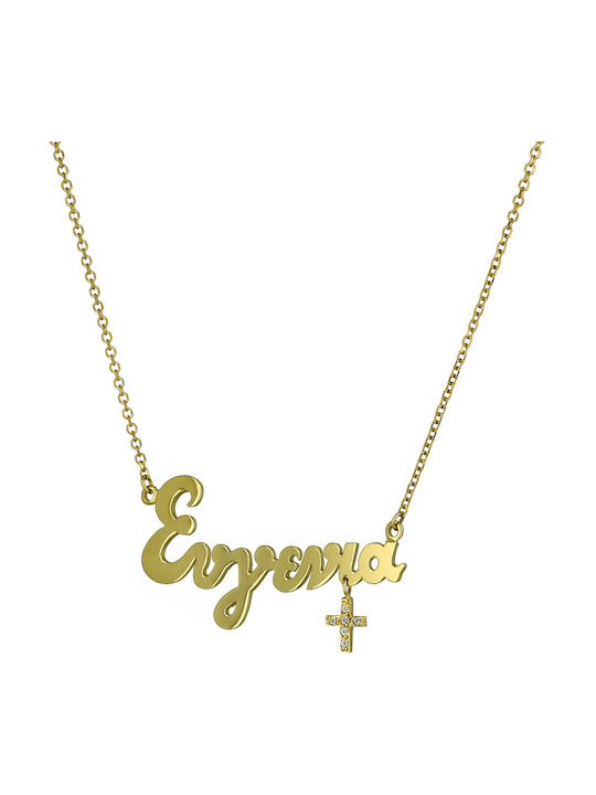 Necklace Name from Gold 9 K with Zircon