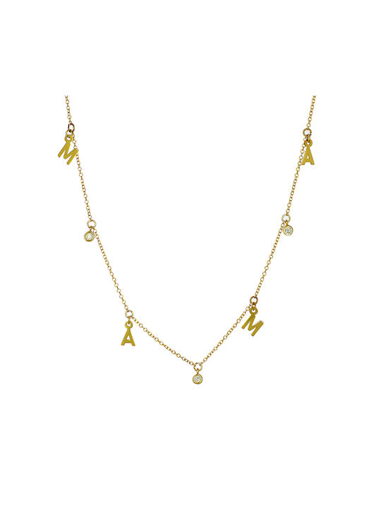 Halskette Mutti aus Gold 14K mit Zirkonia