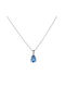 Necklace with design Tear from White Gold 14K with Zircon