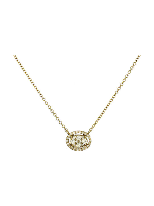 Halskette Rosette aus Gold 18k mit Diamant