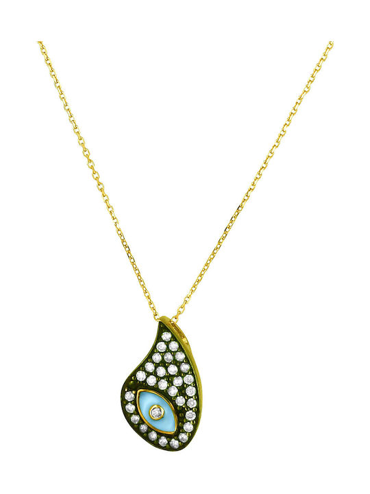 Necklace Eye from Gold 9 K with Zircon