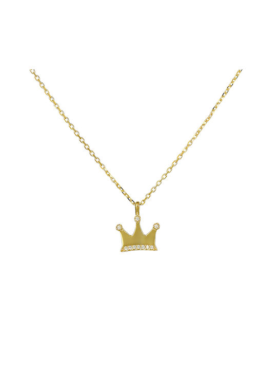 Necklace with design Tiara from Gold Plated Silver with Zircon