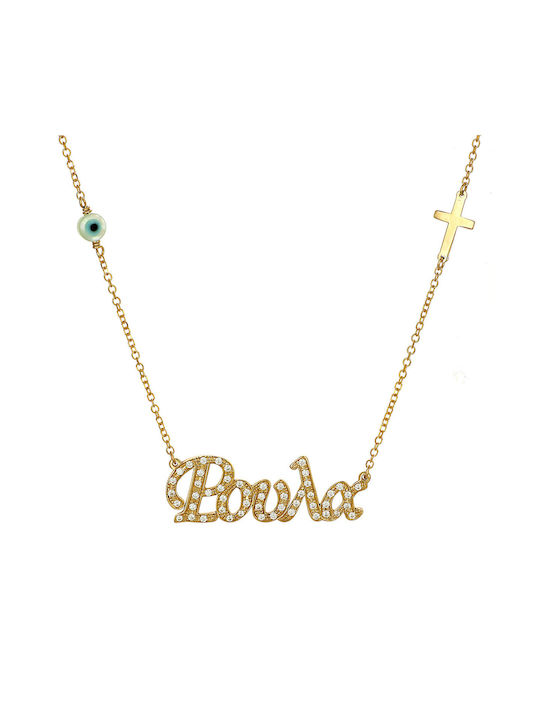 Halskette aus Gold 14K mit Zirkonia und Namenswahl