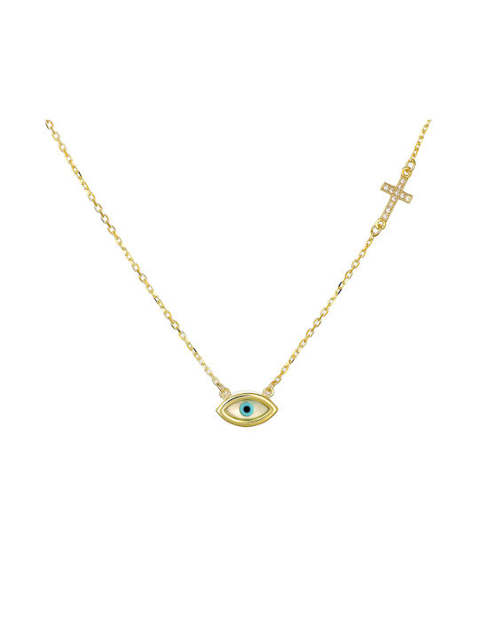 Necklace Eye from Gold Plated Silver with Zircon