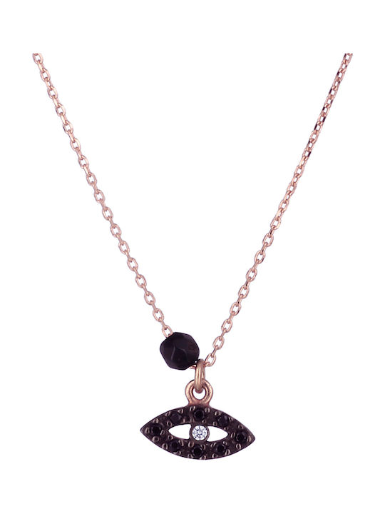 Necklace Eye from Gold 9 K with Zircon