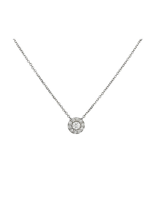 Halskette Rosette aus Weißgold 18k mit Diamant