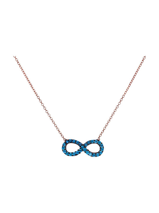 Necklace Infinity from Rose Gold 9 K with Zircon