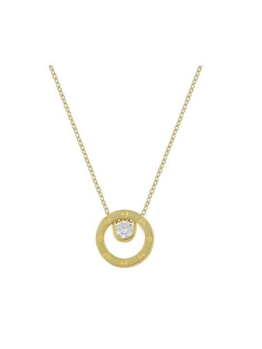 Necklace from Gold Plated Silver with Zircon