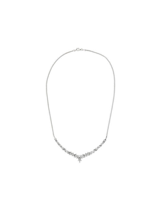 Necklace from White Gold 14K with Zircon