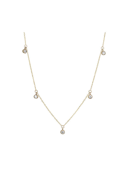 Necklace from Gold 9 K with Zircon