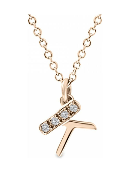 Ekan Necklace Monogram from Rose Gold 14K with Diamond