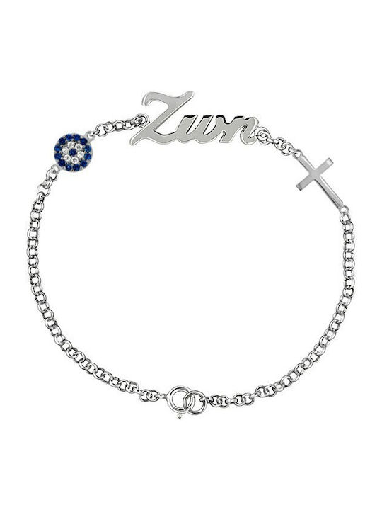 Bracelet Chain with Name made of Silver with Zircon