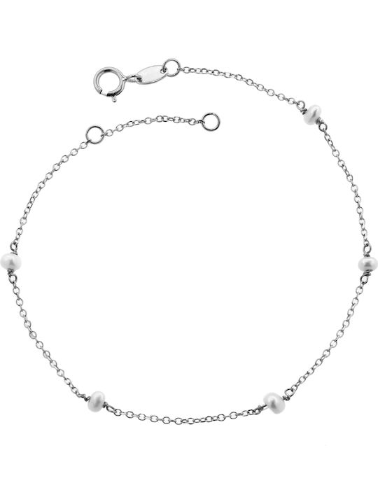 Bracelet Chain made of White Gold 14K with Pearls