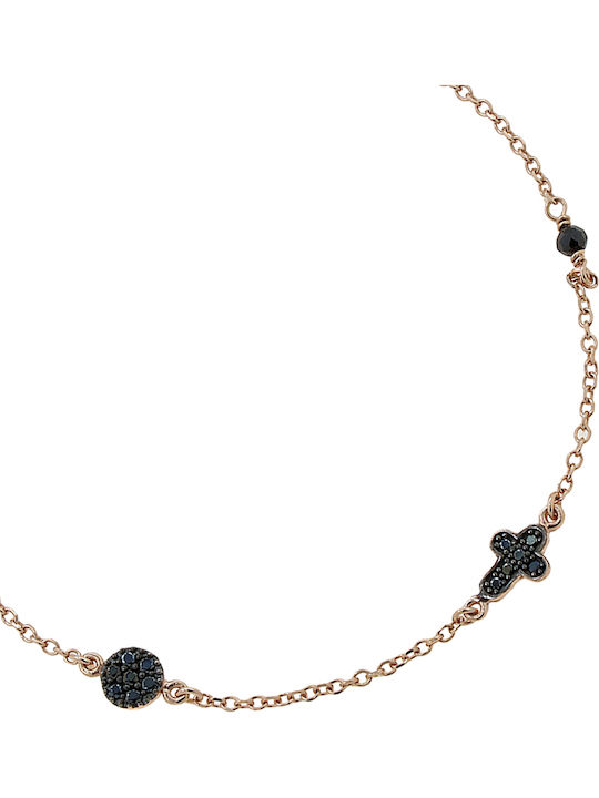 Gold 9K Anklet with Black Zircon 27cm