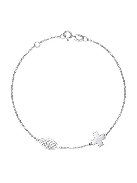 Bracelet Chain with design Eye made of White Gold 14K