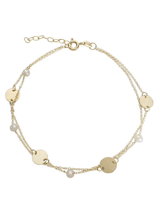 Armband Kette mit Design mit Steinen aus Gold mit Perlen
