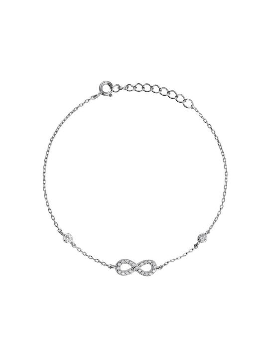 Bracelet Chain with design Infinity made of Silver Gold Plated with Zircon