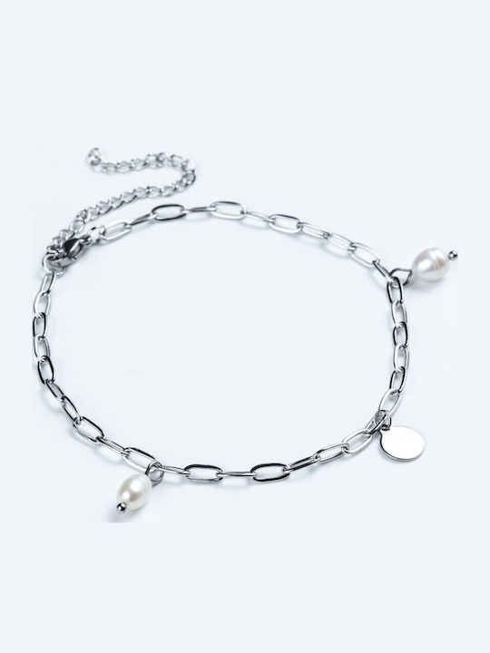 Cuoro Stahl Fußarmband mit Perlen