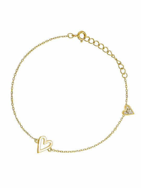 Bracelet Chain with design Heart made of Silver Gold Plated