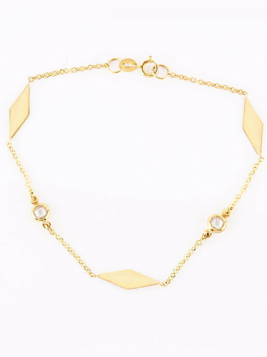 Bracelet Chain made of Gold 14K with Zircon