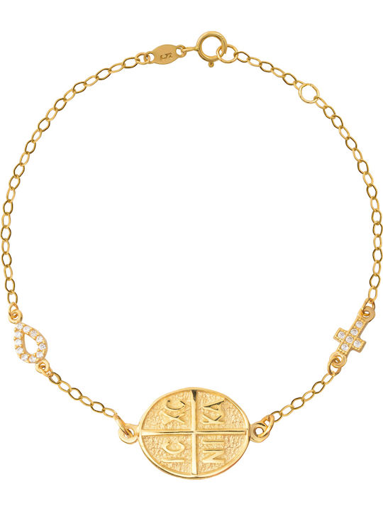 Femeie Brățară Lanț cu model talisman Constantin din Aur 14K
