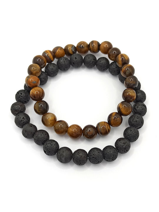 Set of Bracelets with Lava Stones