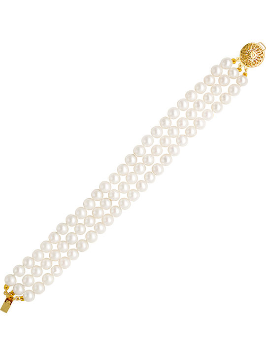 Margaritari Women's Bracelet Set in 14K Gold with Pearls 6.5cm