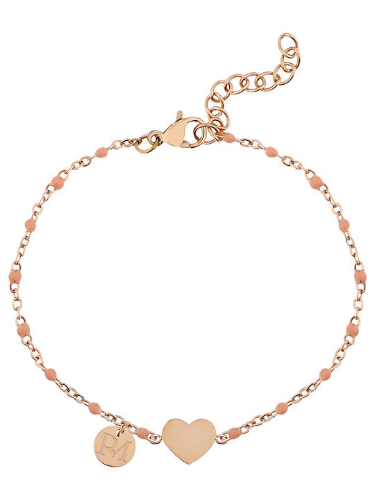 Proud Mama Women's Bracelet with Heart Design Gold Plated Steel 16cm