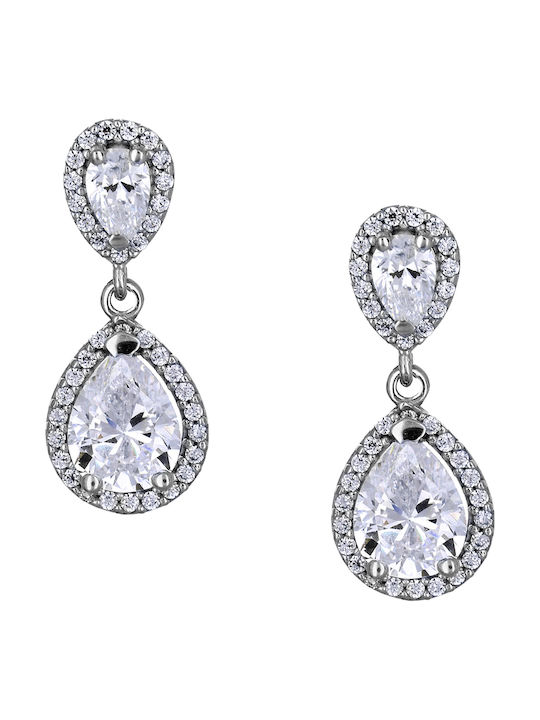 Earrings Dangling made of Platinum with Stones