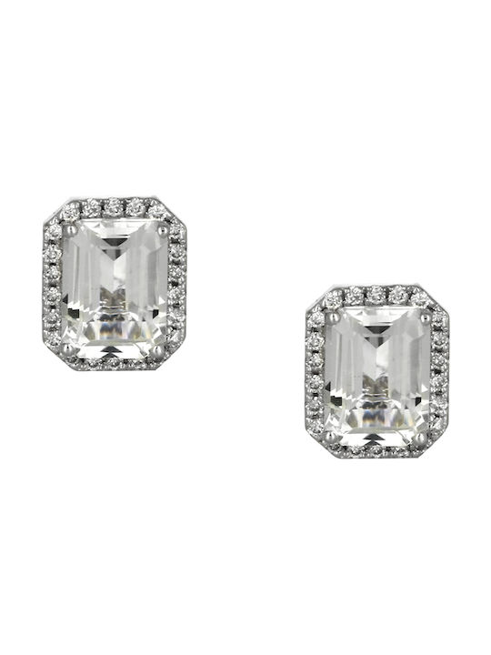 Γυναικεία Σκουλαρίκια από Λευκόχρυσο 18K με Διαμάντι