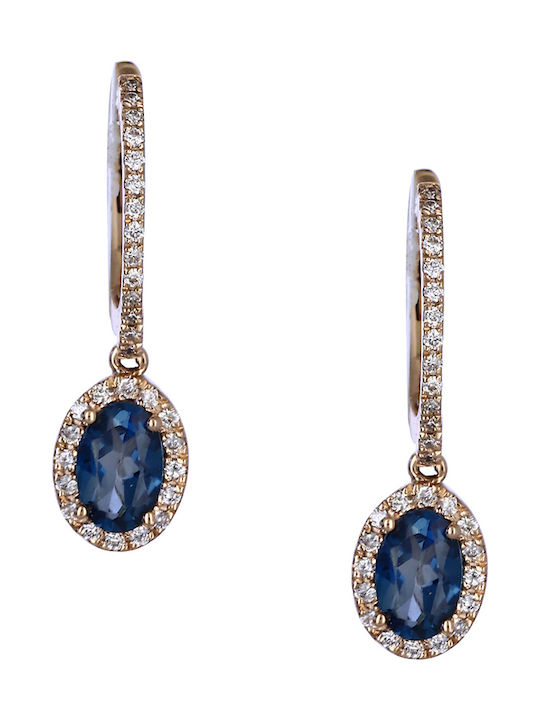 Blue Earrings Pendants with Diamond