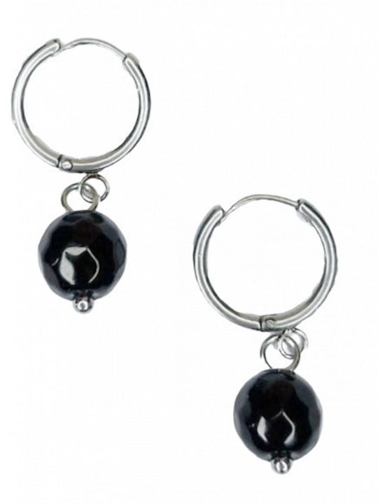 Kostibas Fashion Earrings Hoops made of Steel Gold Plated with Stones