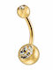 Touch Belly Button Piercing Made of Gold Plated Steel White