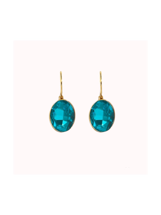 Naya Jewelry Σκουλαρίκια Κρεμαστά από Ατσάλι Επιχρυσωμένα με Πέτρες Τιρκουάζ