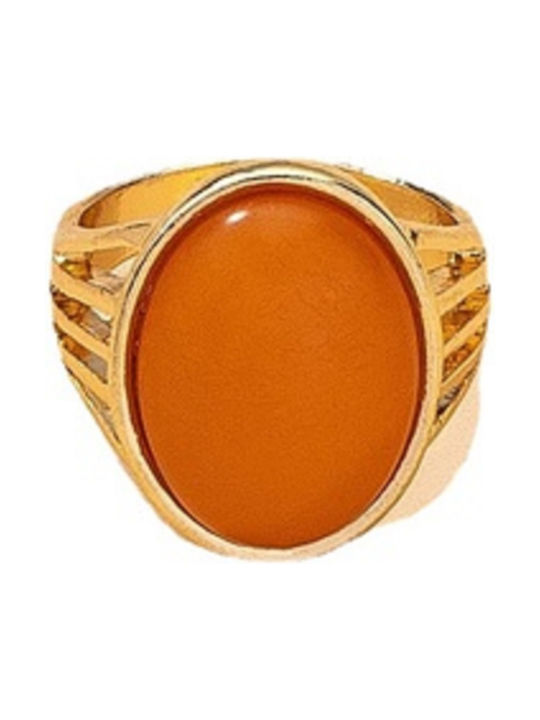 Women's Gold Plated Brass Ring with Stone