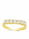Goldjewels Femeie Inel Semi-eternitate cu Zirconiu din Aur 9K