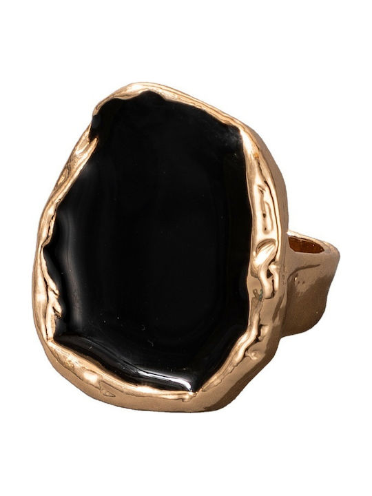 Women's Gold Plated Brass Ring with Stone