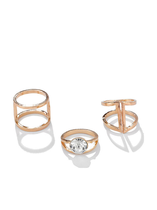 Pearl's Garden Set Rings with Stones Gold Plated
