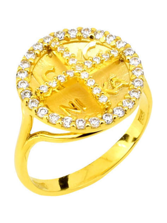 Women's Gold Ring with Zircon 14K