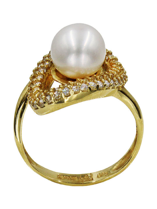 Roloi Kaliamanis Damen Ring mit Perlen aus Gold 14K