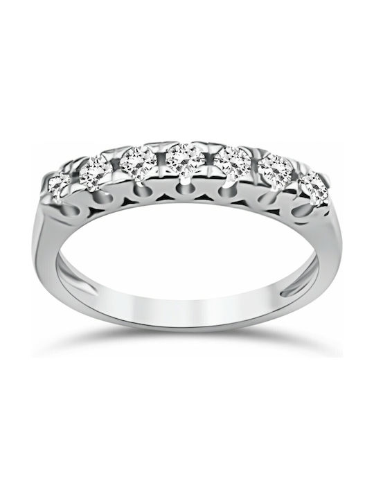 Women's White Gold Half Eternity Ring with Zircon 14K