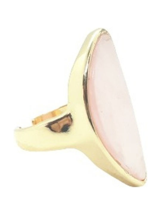 Women's Gold Plated Brass Ring with Stone