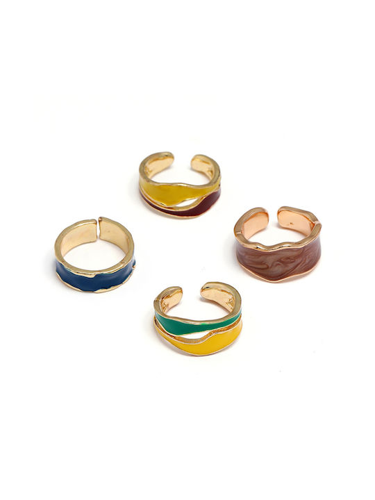 Oil Dripping Set Women's Rings Gold Plated