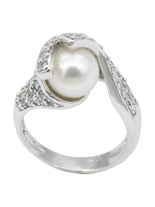 Women's White Gold Ring with Stone 14K