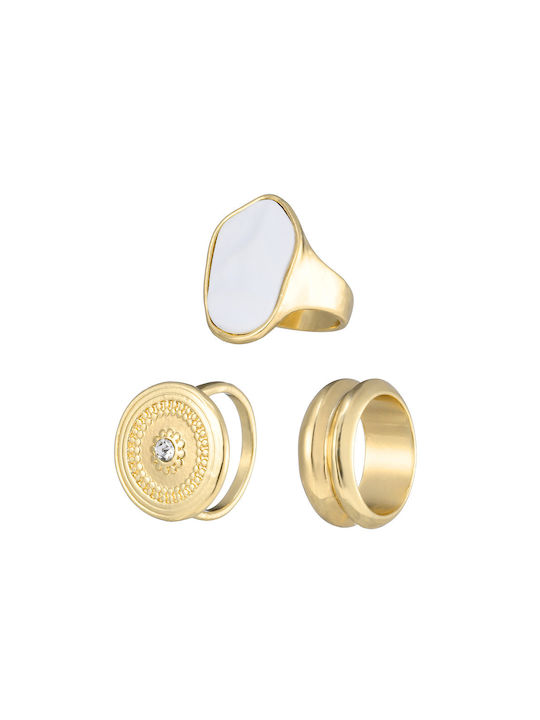 Set Women's Rings Gold Plated