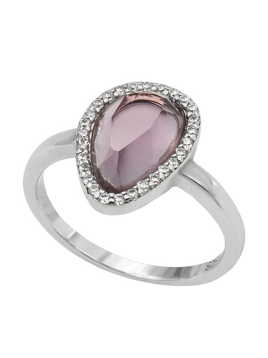SilverStyle Damen Ring mit Steinen aus Silber Vergoldet