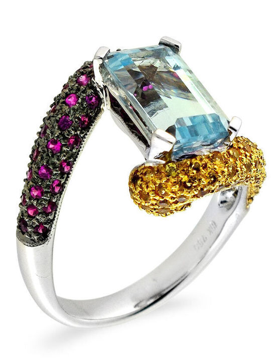 Margaritari Ring with Stones made of White gold 18K